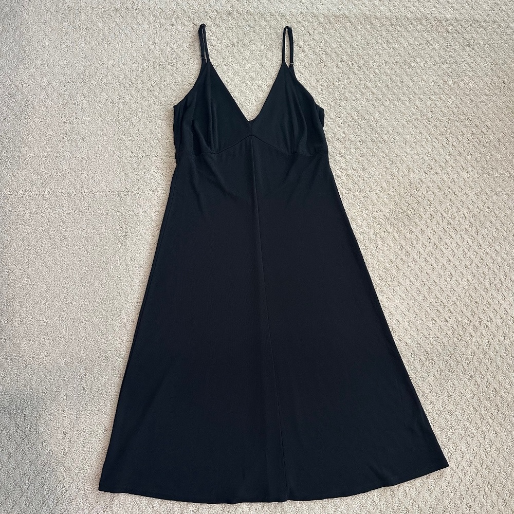 Marina Rinaldi Jersey Slip Dress Black US Size 14 Classic Stretch Feminine